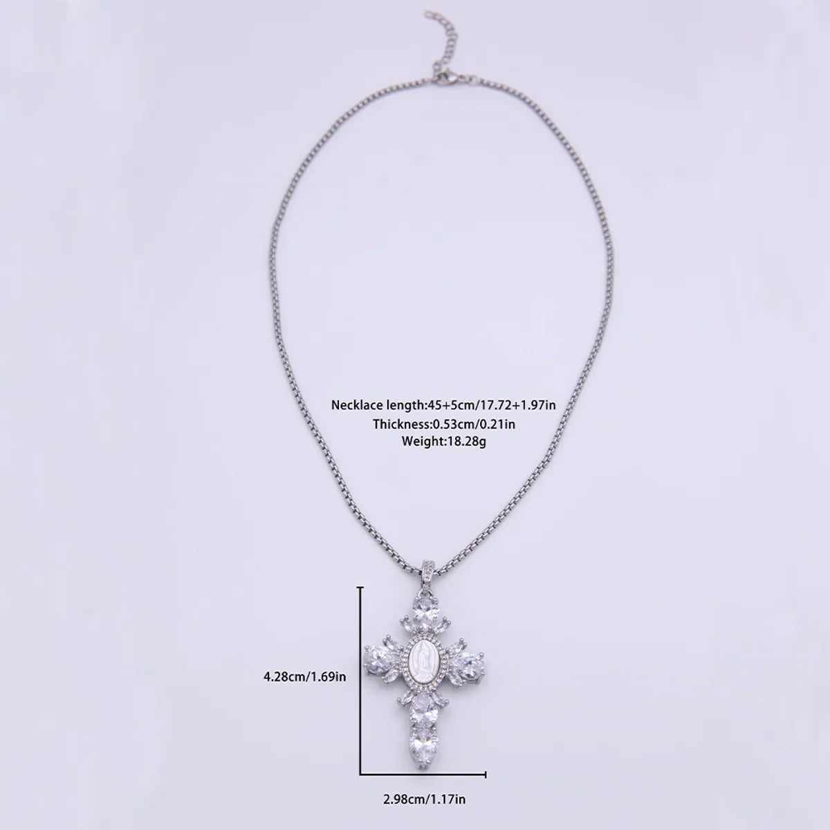 Glam Modern Style Shiny Cross Copper Plating Inlay Shell Zircon 18k Gold Plated White Gold Plated Pendant Necklace