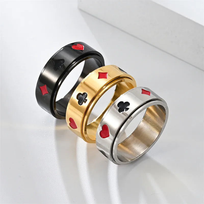 Glam Poker Stainless Steel Plating Unisex Rings