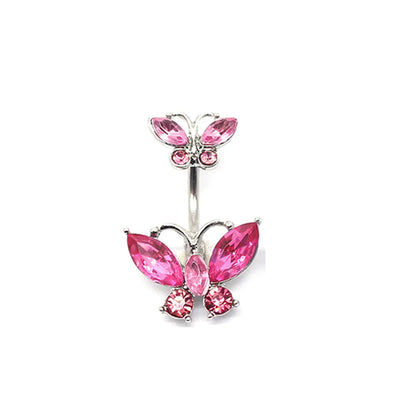 Glam Retro Butterfly Stainless Steel Alloy Plating Inlay Zircon White Gold Plated Gold Plated Silver Plated Belly Ring