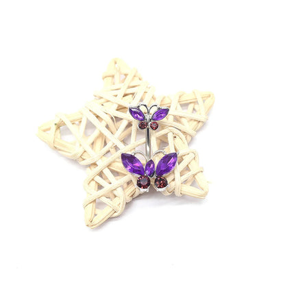 Glam Retro Butterfly Stainless Steel Alloy Plating Inlay Zircon White Gold Plated Gold Plated Silver Plated Belly Ring