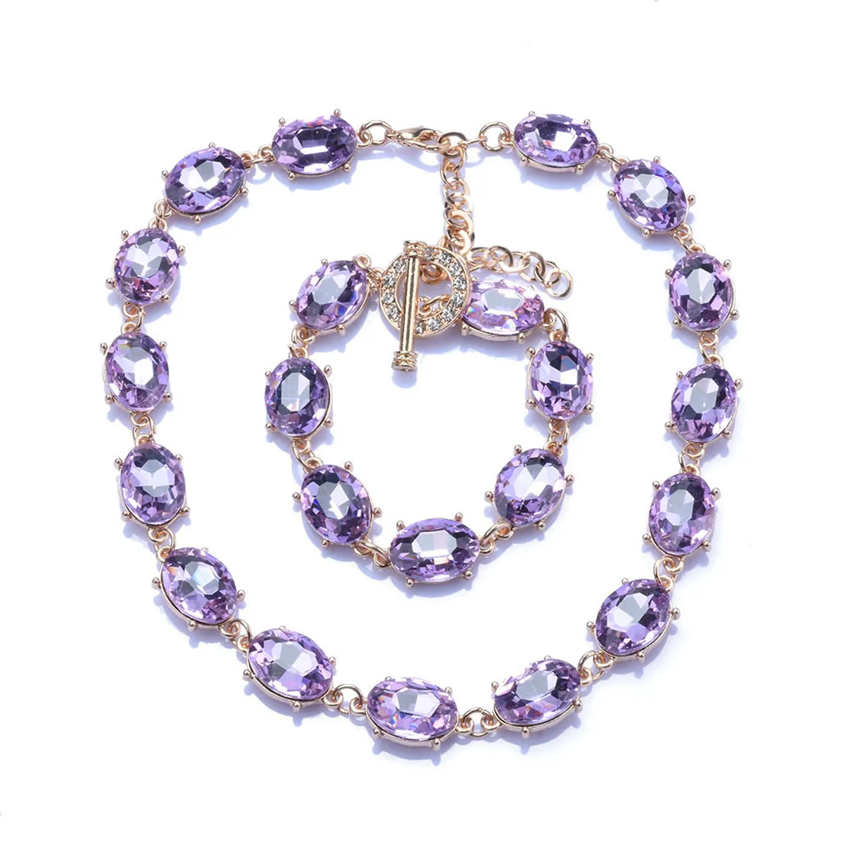 Glam Retro Oval Crystal Rhinestones Alloy Wholesale Bracelets Necklace