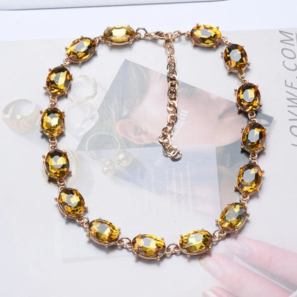 Glam Retro Oval Crystal Rhinestones Alloy Wholesale Bracelets Necklace