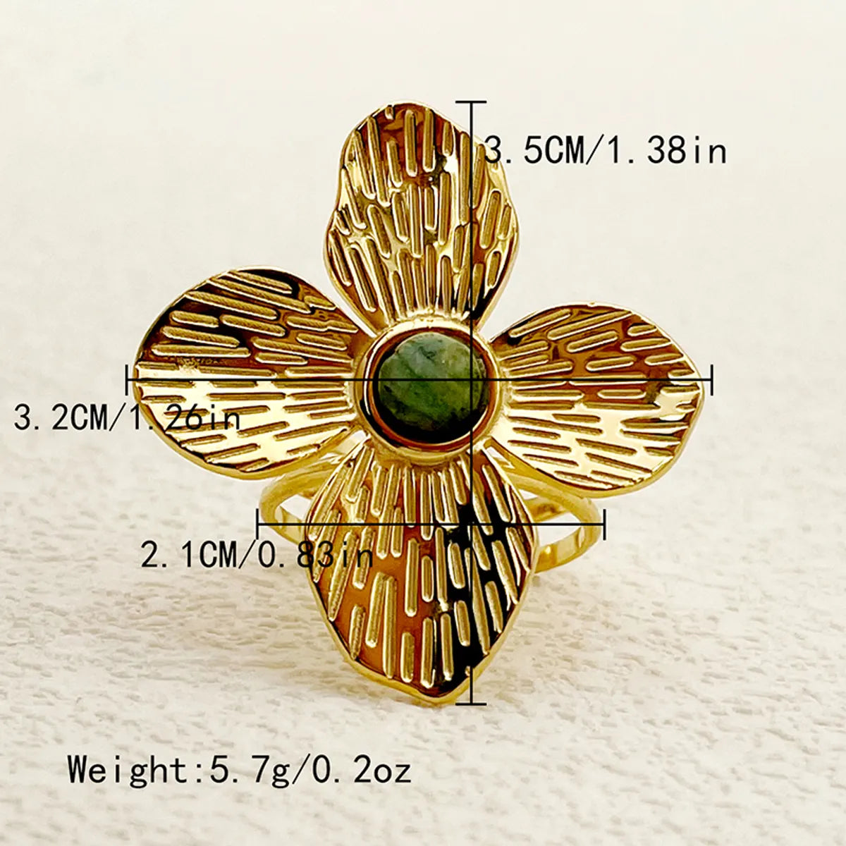 Glam Roman Style Flower Stainless Steel Gold Plated Turquoise Open Ring In Bulk