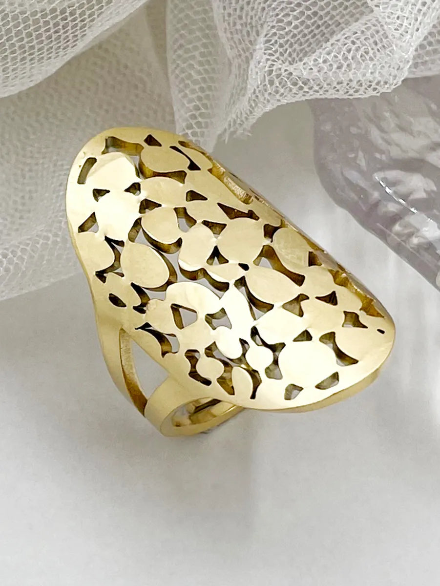 Glam Roman Style Star Tree Flower Stainless Steel Gold Plated Open Ring In Bulk