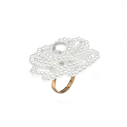 Glam Romantic Flower Imitation Pearl Alloy Women'S Rings