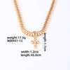 Copper Glam Shiny Plating Inlay Cross Rectangle Zircon Pendant Necklace