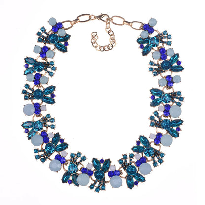 Glam Shiny Flower Alloy Inlay Artificial Crystal Women's Necklace