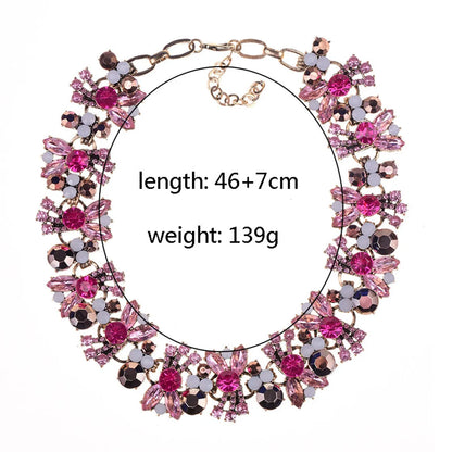 Glam Shiny Flower Alloy Inlay Artificial Crystal Women's Necklace