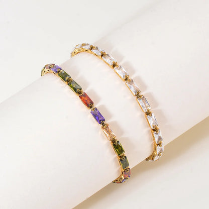 Glam Shiny Geometric Stainless Steel Plating Inlay Zircon Bracelets