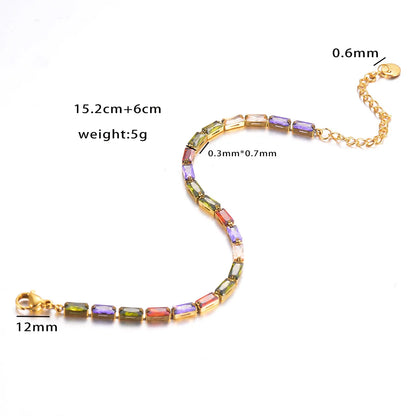 Glam Shiny Geometric Stainless Steel Plating Inlay Zircon Bracelets