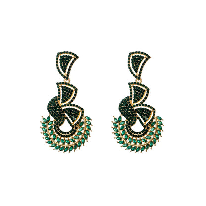 Glam Shiny Leaves Alloy Plating Inlay Rhinestones Glass Gold Plated Silver Plated Women'S Drop Earrings