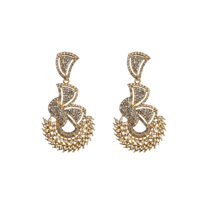 Glam Shiny Leaves Alloy Plating Inlay Rhinestones Glass Gold Plated Silver Plated Women'S Drop Earrings