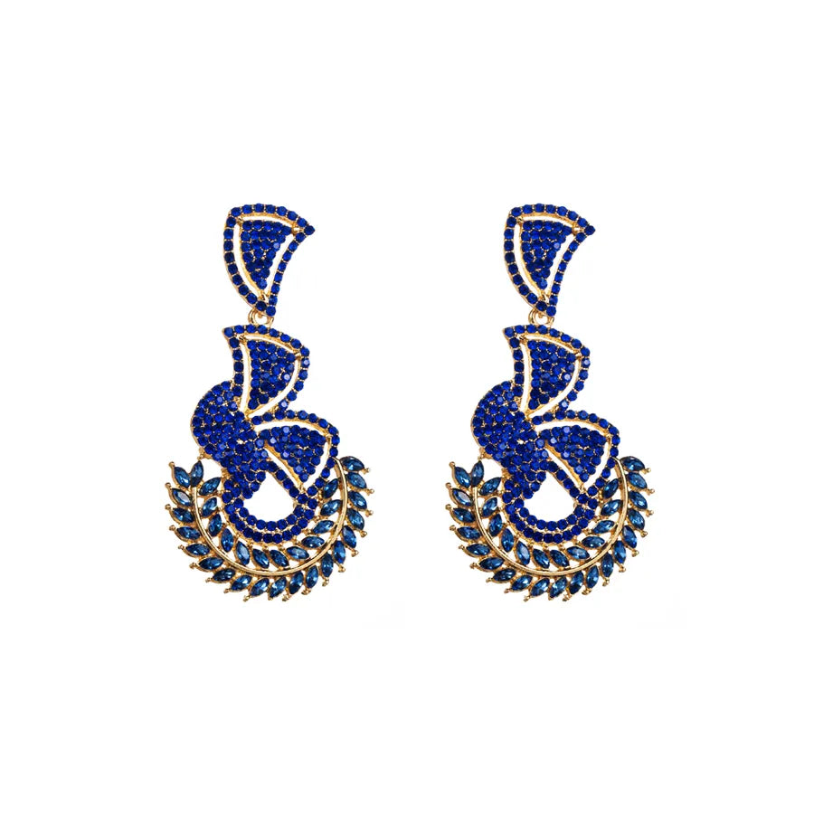 Glam Shiny Leaves Alloy Plating Inlay Rhinestones Glass Gold Plated Silver Plated Women'S Drop Earrings