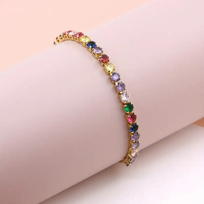 Glam Shiny Square Copper 18k Gold Plated Zircon Bracelets In Bulk