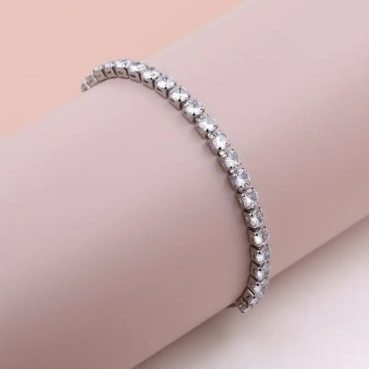 Glam Shiny Square Copper White Gold Plated Zircon Tennis Bracelet In Bulk