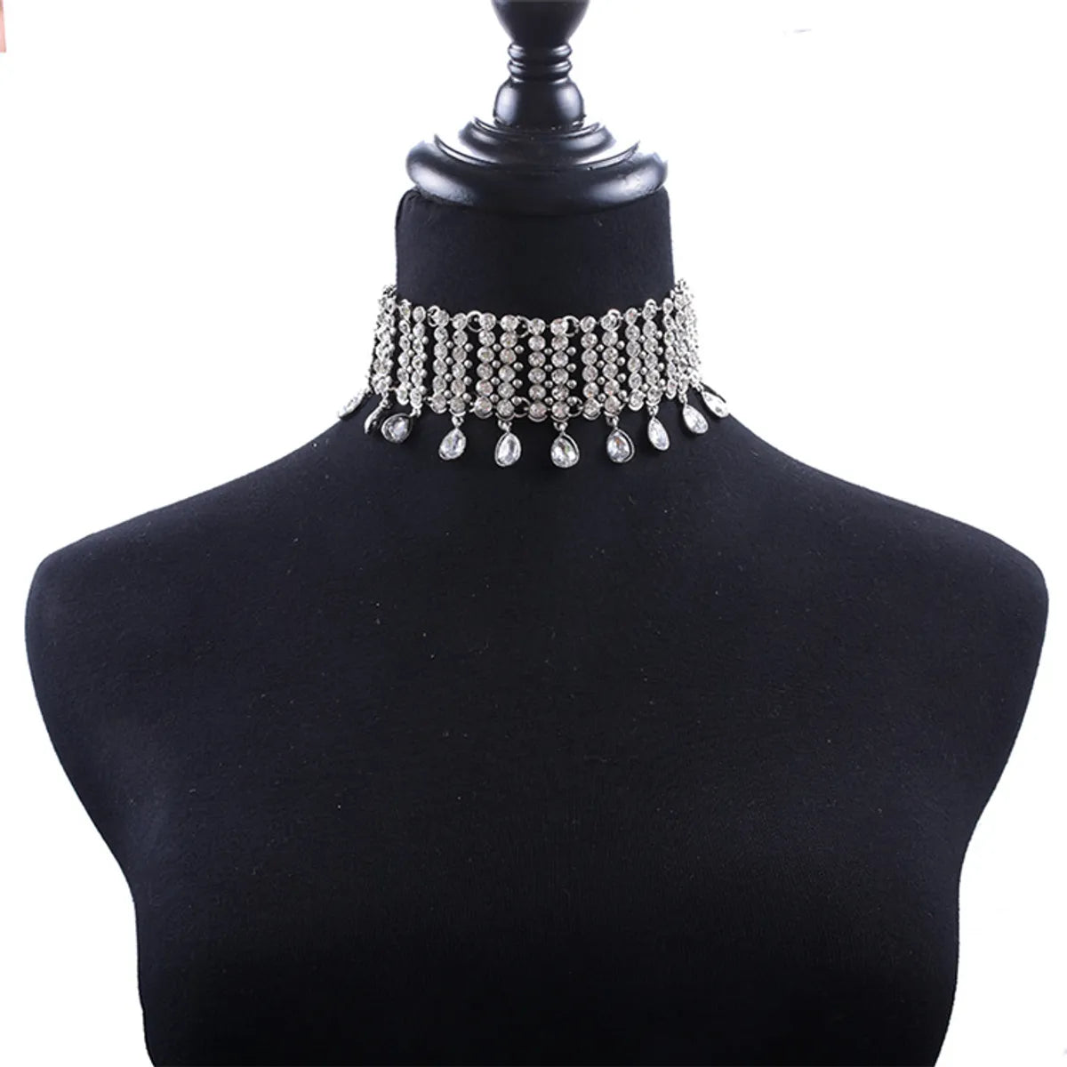 Glam Shiny Water Droplets Alloy Inlay Gem Women's Choker