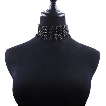 Glam Shiny Water Droplets Alloy Inlay Gem Women's Choker