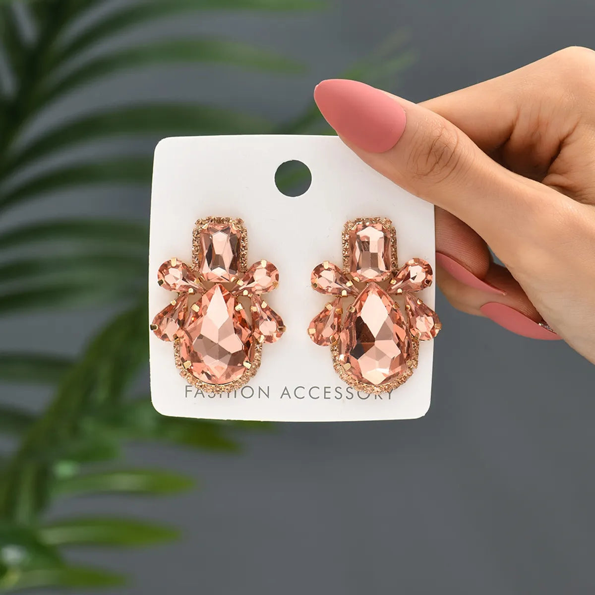 Glam Shiny Water Droplets Copper Alloy Inlay Glass Women'S Ear Studs