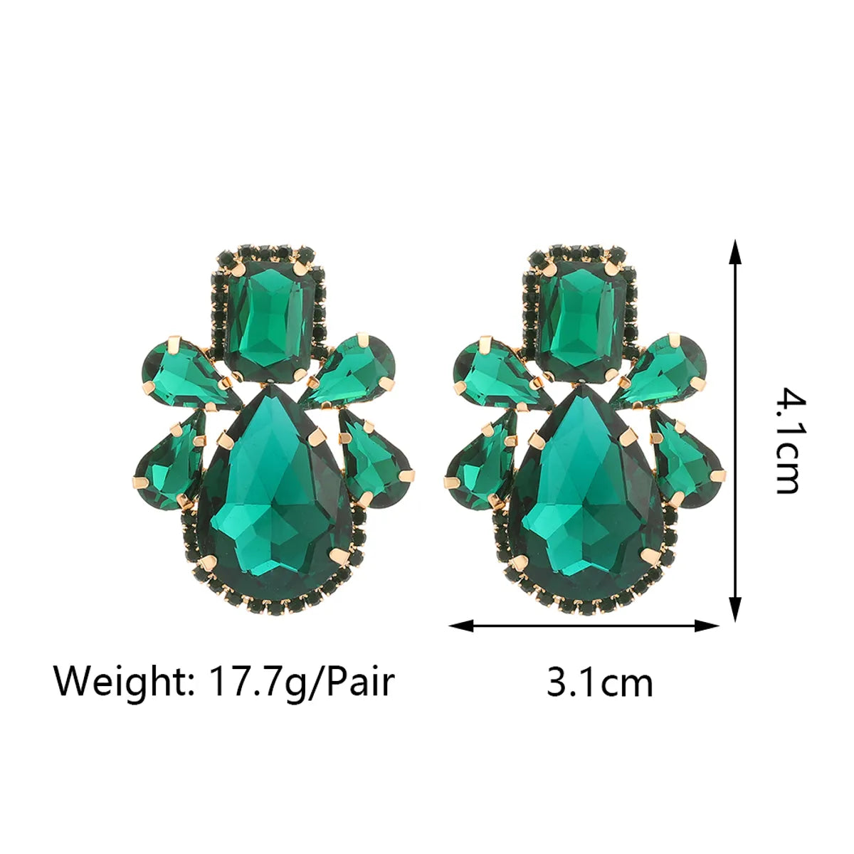 Glam Shiny Water Droplets Copper Alloy Inlay Glass Women'S Ear Studs