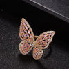 Copper K Gold Plated Rhodium Plated Glam Simple Style Inlay Butterfly Zircon Open Rings