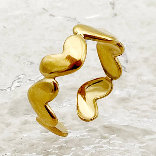 Glam Simple Style Heart Shape Stainless Steel Plating Gold Plated Rings