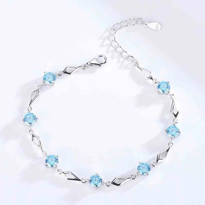 Glam Simple Style Round Rhombus Sterling Silver Inlay Crystal Bracelets