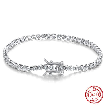 Glam Simple Style Round Round Dots Sterling Silver Plating Inlay Zircon White Gold Plated Rhodium Plated Silver Plated Tennis Bracelet