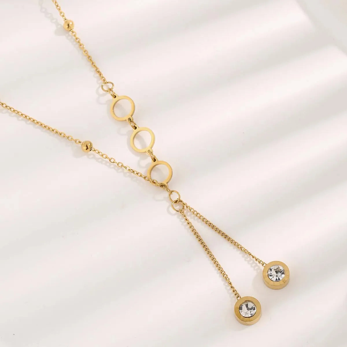 Wholesale Jewelry Glam Simple Style Solid Color 304 Stainless Steel Zircon 18K Gold Plated Plating Inlay Pendant Necklace