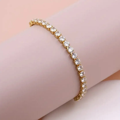 Glam Simple Style Square Copper 18k Gold Plated Zircon Tennis Bracelet In Bulk