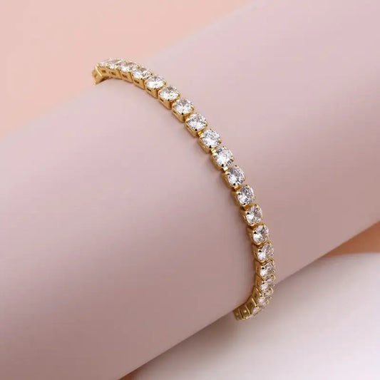 Glam Simple Style Square Copper 18k Gold Plated Zircon Tennis Bracelet In Bulk