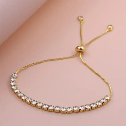 Glam Simple Style Square Copper 18k Gold Plated Zircon Tennis Bracelet In Bulk