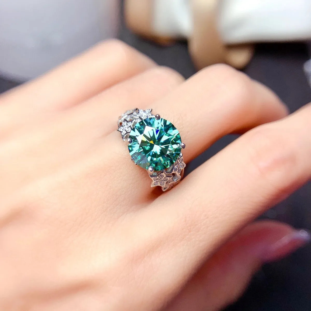 Glam Simple Style Star Zircon Copper Wholesale Open Ring