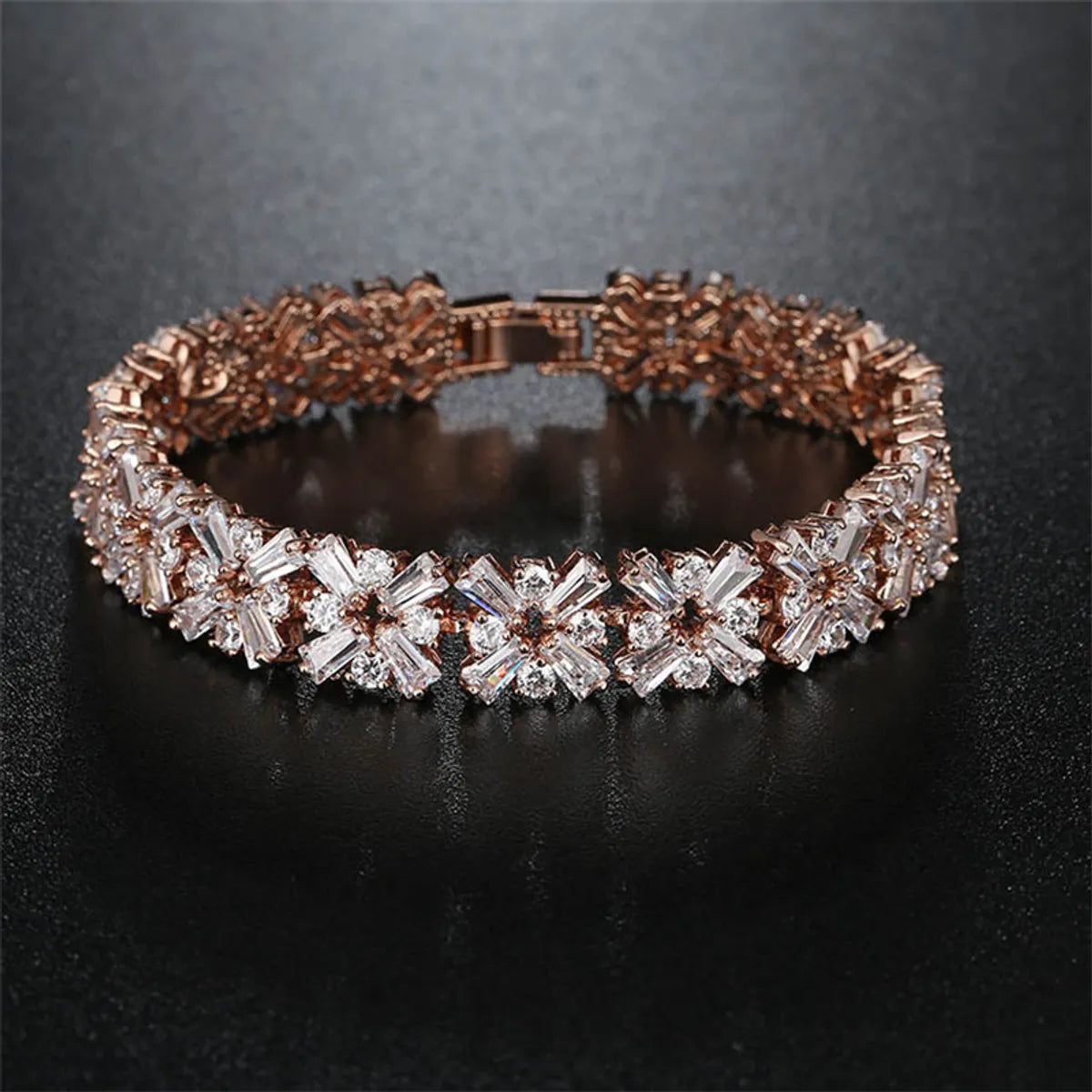 Glam Snowflake Copper Plating Inlay Zircon Bracelets