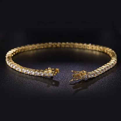 Glam Solid Color Copper 18k Gold Plated Gold Plated Zircon Tennis Bracelet In Bulk