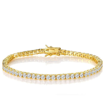 Glam Solid Color Copper 18k Gold Plated Gold Plated Zircon Tennis Bracelet In Bulk