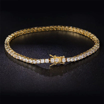 Glam Solid Color Copper 18k Gold Plated Gold Plated Zircon Tennis Bracelet In Bulk