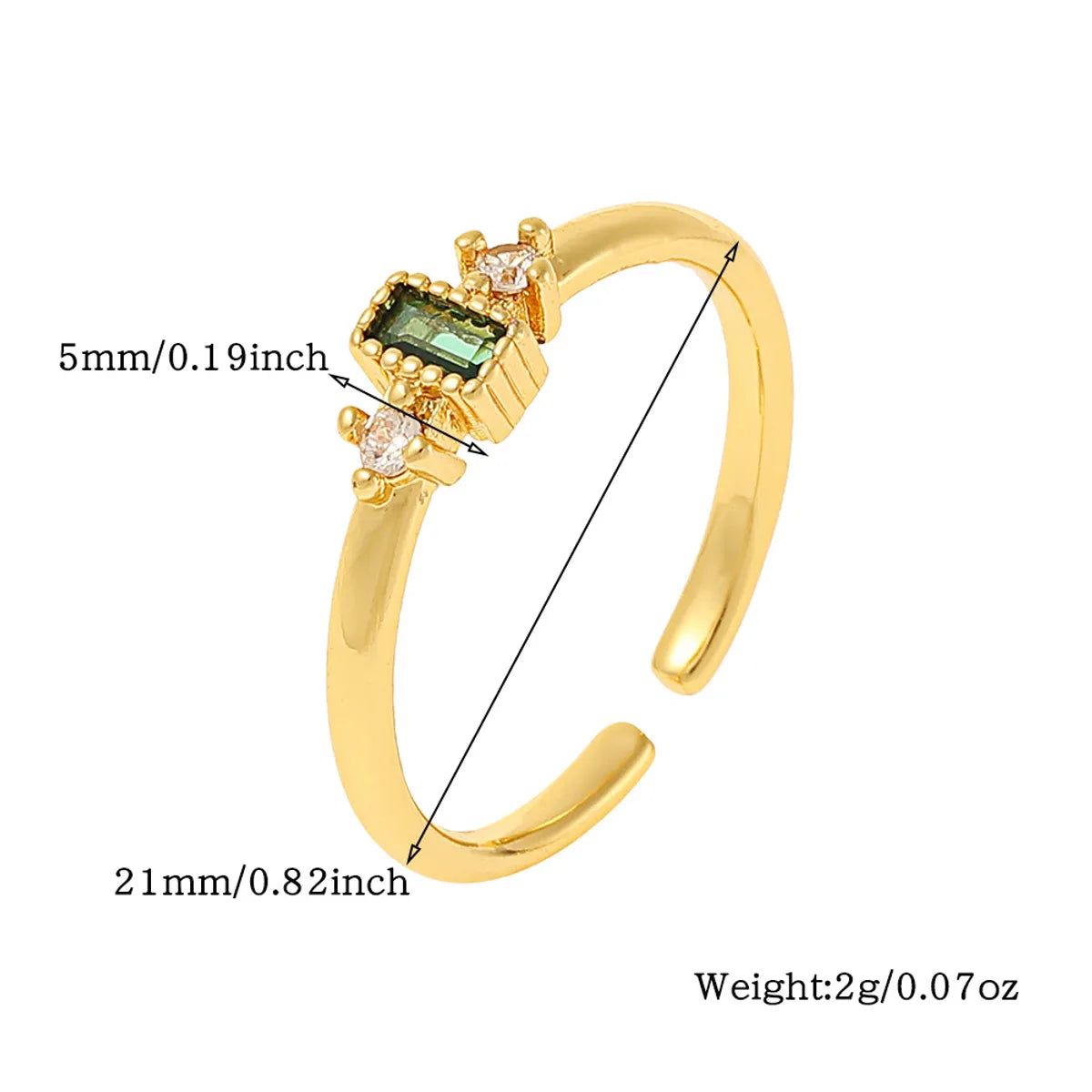 Glam Solid Color Copper Plating Inlay Zircon Open Rings