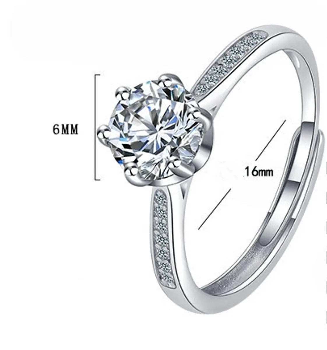 Glam Solid Color Copper Plating Inlay Zircon White Gold Plated Open Rings