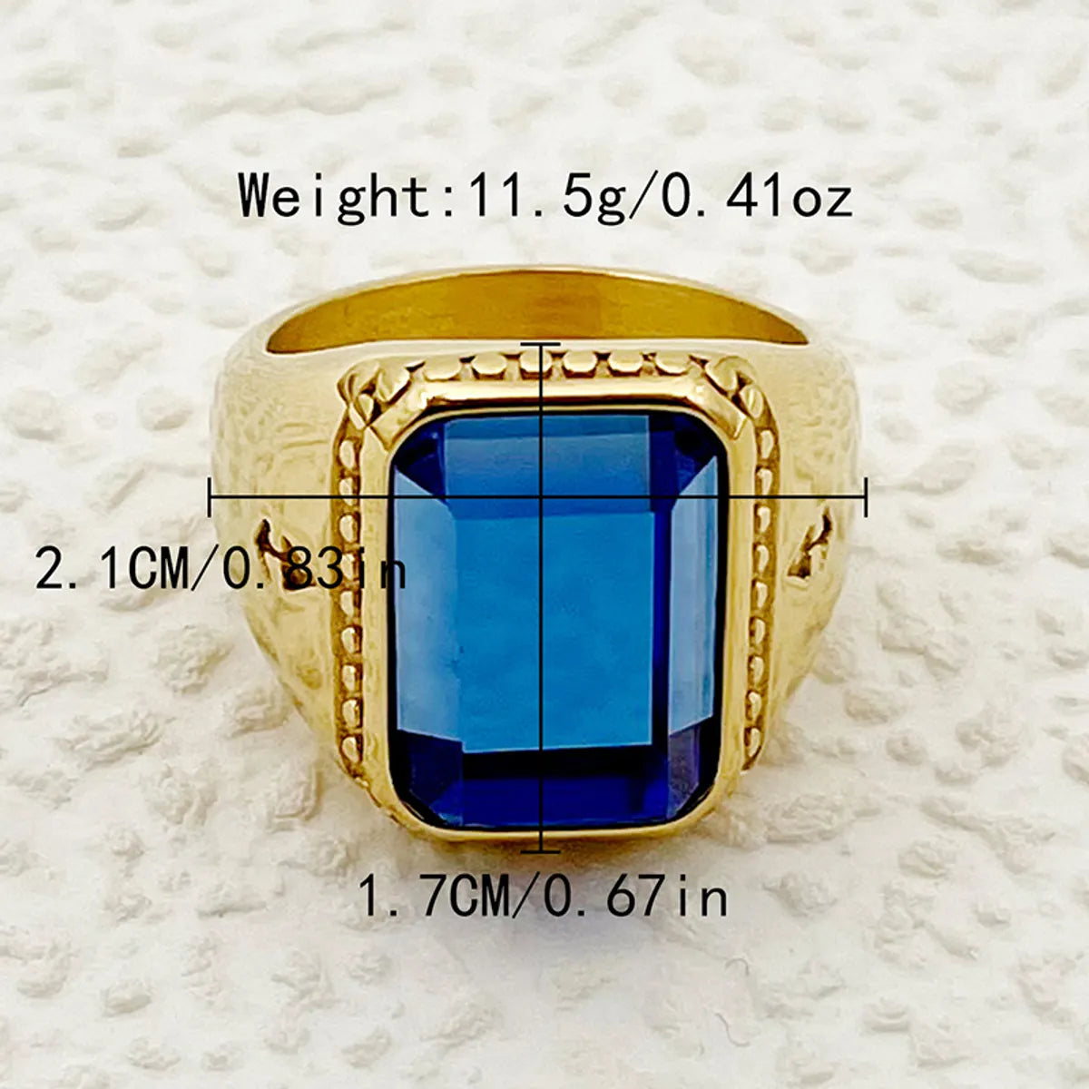 Glam Square Stainless Steel Plating Inlay Zircon Gold Plated Open Rings