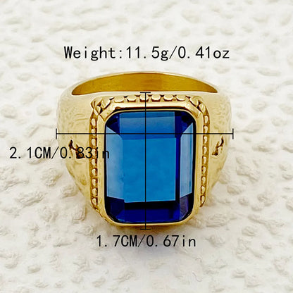 Glam Square Stainless Steel Plating Inlay Zircon Gold Plated Open Rings