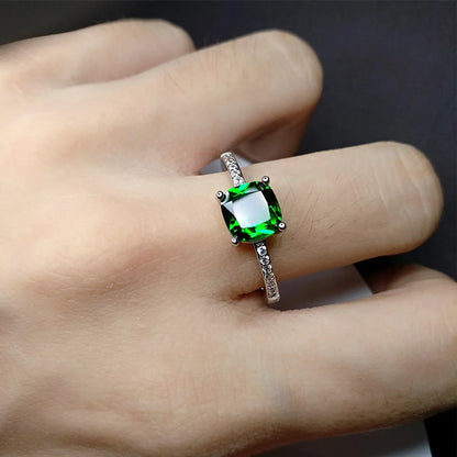 Wholesale Glam Square Copper White Gold Plated Artificial Gemstones Rings