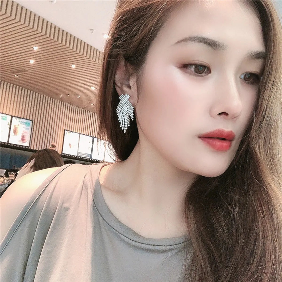 Glam Tassel Alloy Inlay Rhinestones Women's Drop Earrings