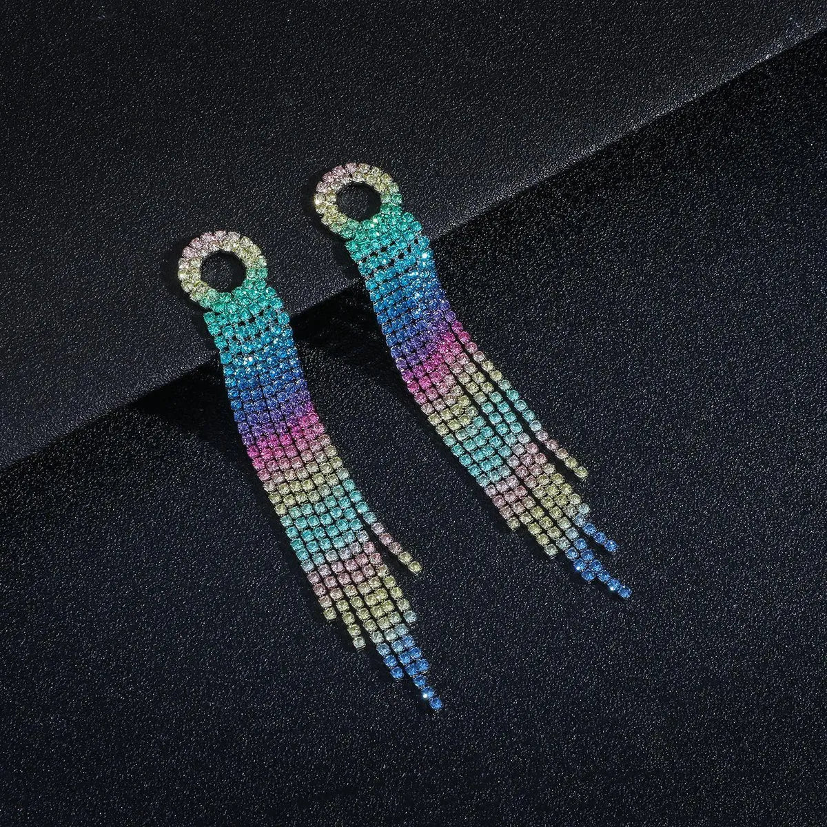 Glam Tassel Alloy Inlay Rhinestones Women's Drop Earrings