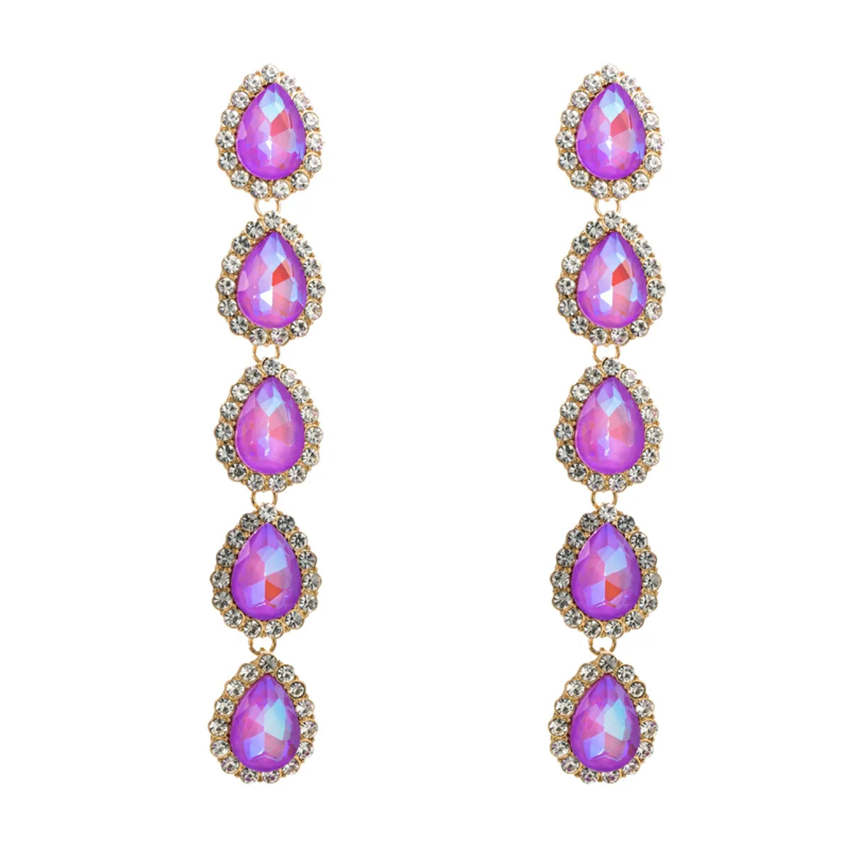 Glam Water Droplets Alloy Inlay Rhinestones Women's Earrings 1 Pair