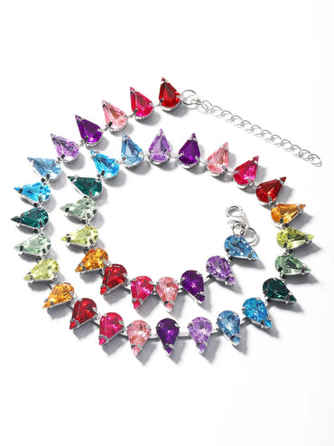 Glam Water Droplets Alloy Inlay Rhinestones Women's Necklace