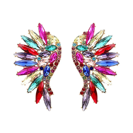 Glam Wings Alloy Inlay Rhinestones Women's Ear Studs 1 Pair