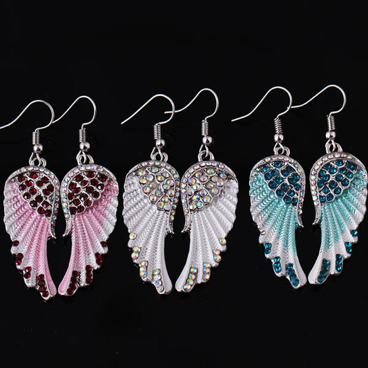 Glam Wings Alloy Plating Inlay Artificial Diamond Women'S Earrings Necklace