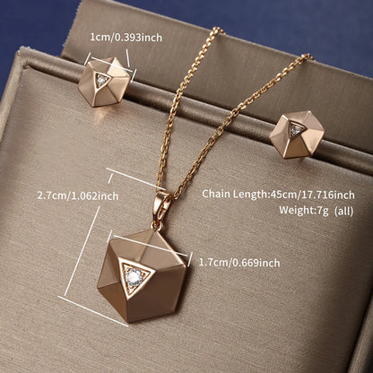 Glam XUPING Simple Style Geometric Alloy Copper Alloy Inlay Artificial Gemstones 18K Gold Plated Women'S Earrings Necklace