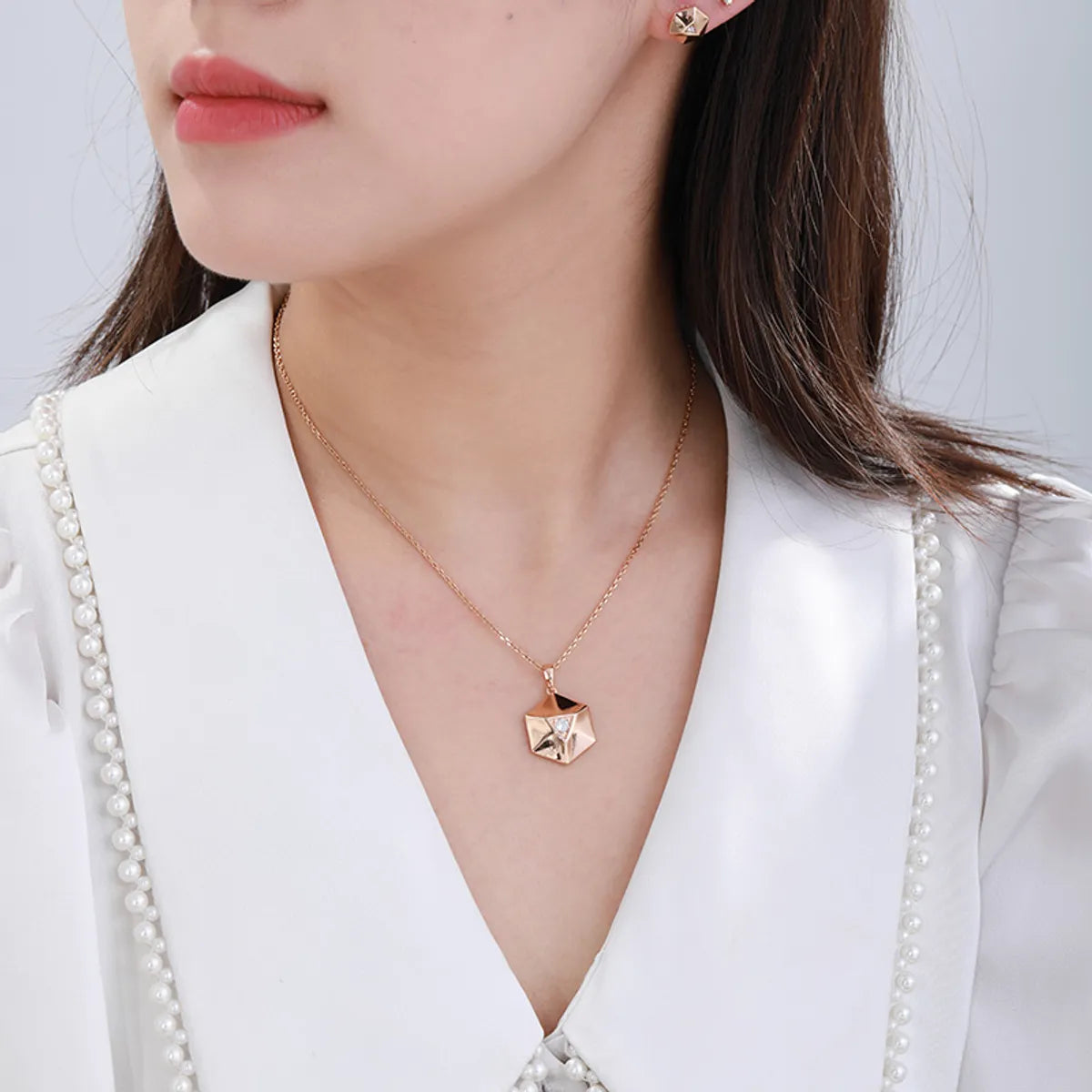 Glam XUPING Simple Style Geometric Alloy Copper Alloy Inlay Artificial Gemstones 18K Gold Plated Women'S Earrings Necklace