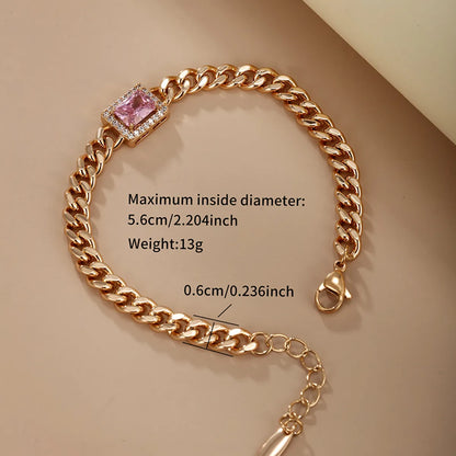 Glam Xuping Simple Style Square 18k Gold Plated Artificial Gemstones Copper Alloy Wholesale Bracelets